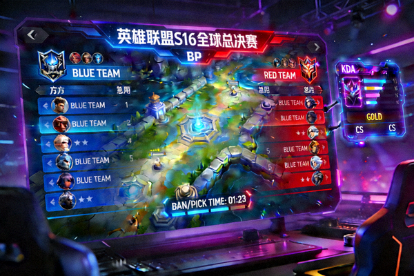 英雄联盟S16全球总决赛直播画面，比赛BP阶段